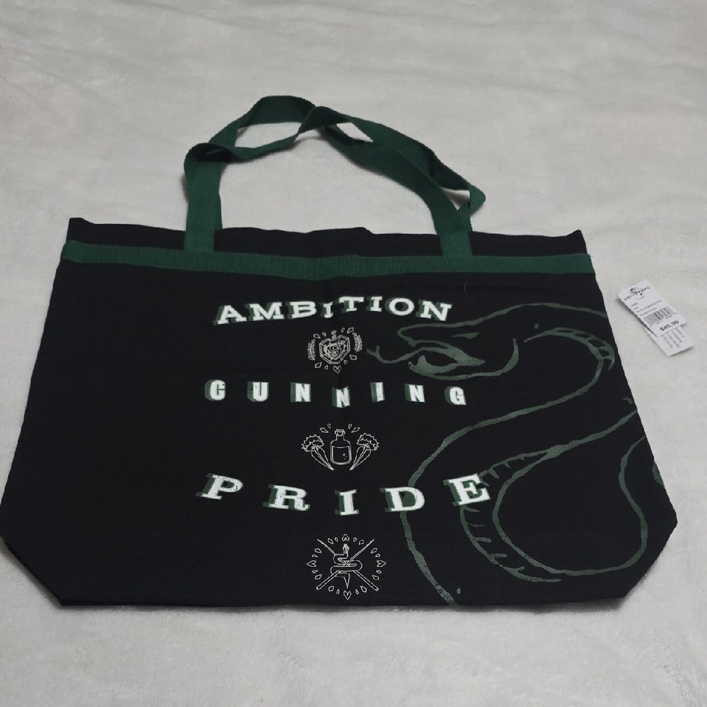 Black and Green Tote Bag with‎ Ambition Design